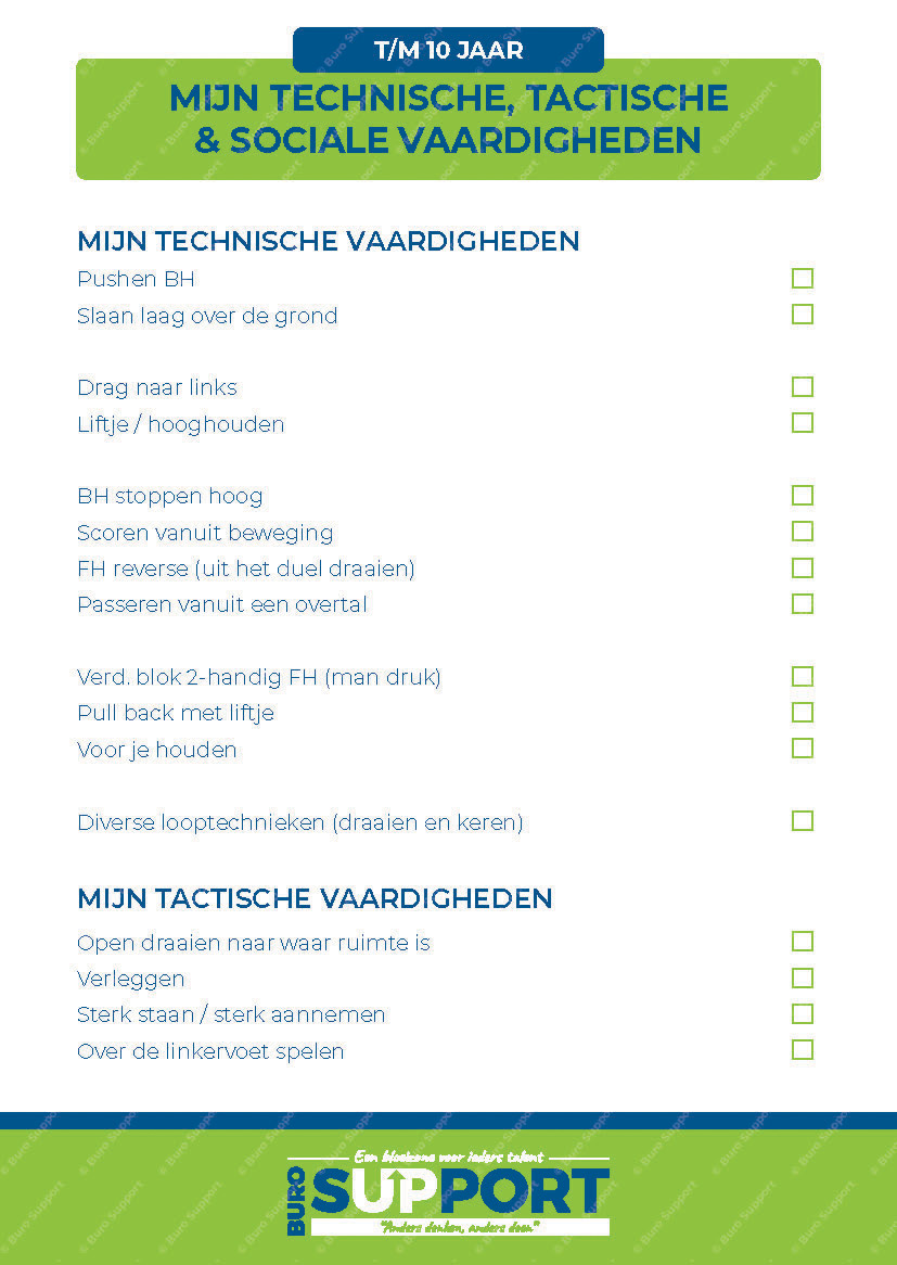 Mijn technische tactische en sociale vaardigheden - t/m 10 jaar