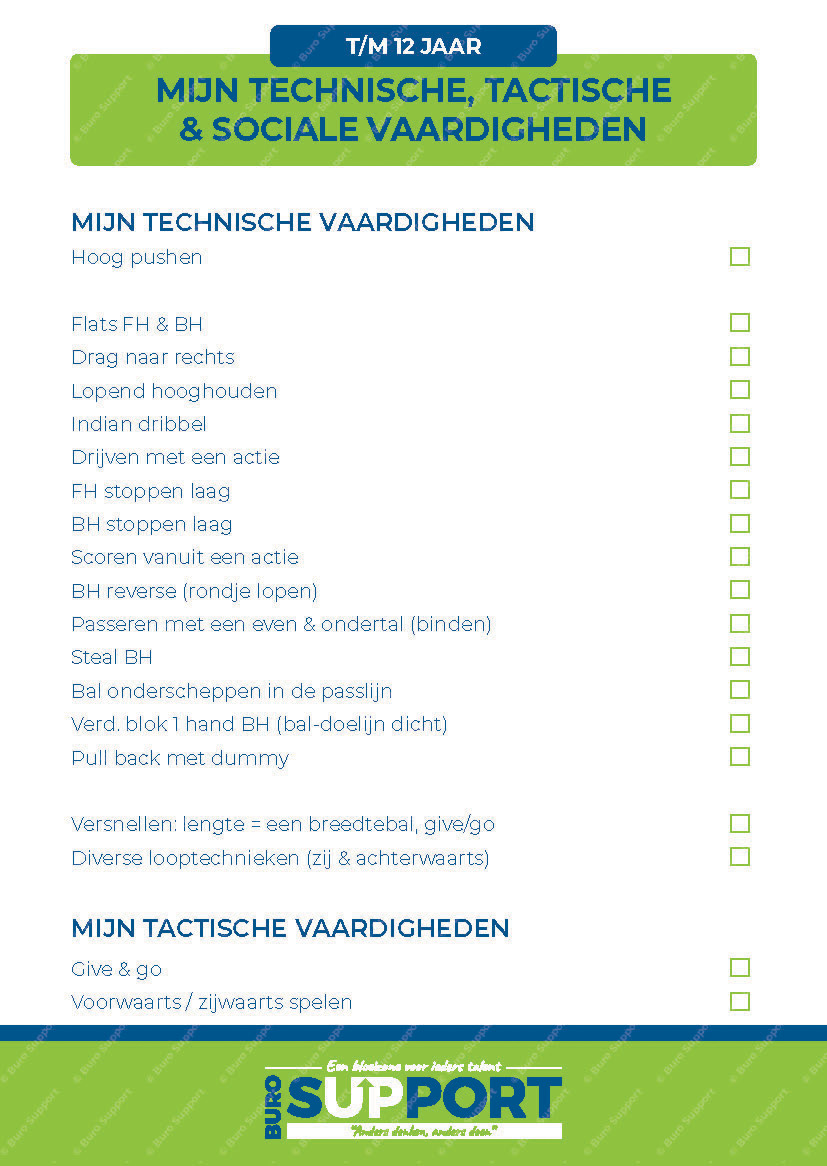 Mijn technische tactische en sociale vaardigheden - tm 12 jaar