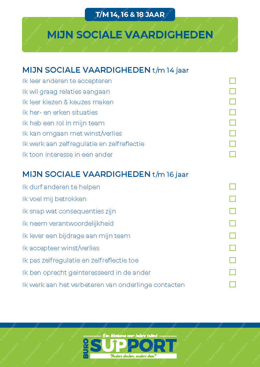 Mijn sociale vaardigheden - t/m 14 16 18 jaar